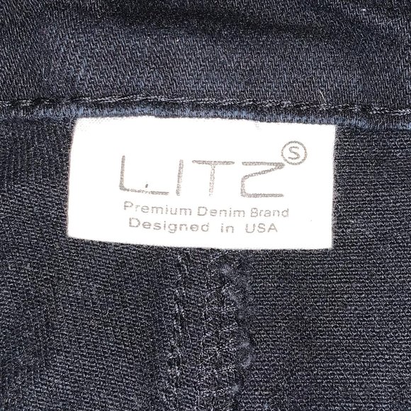 LITZ Black Denim Ripped Skirt, Size Small - Picture 4 of 4